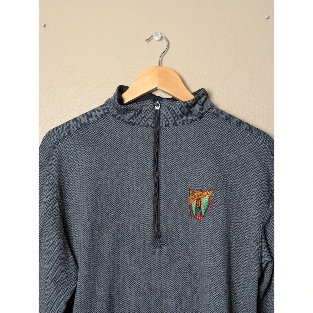 Straight Down 1/4 Zip Pullover Mens Large Grey Herringbone Paddy McGregors Golf